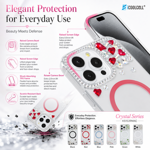KINGSOUL Magnetic <b>Wireless</b> Charger TPU+<b>PC</b>+Glass Diamond Phone Case Glitter Bling Gemstones Snap-On Make *14/15/16/17 Pro Max - Product Image 5