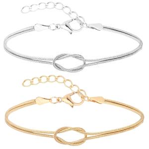Pulseras de Pareja Modernas con Baño de Oro Estilo INS, Pulsera de Hueso de Serpiente Anudada para Pareja, Día de San Valentín - Product Image 5