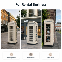 Cabine téléphonique vintage londonienne en fer blanc, livre d'or audio, décoration florale pour mariage, événement, accessoire de photomaton pour lieu de réception