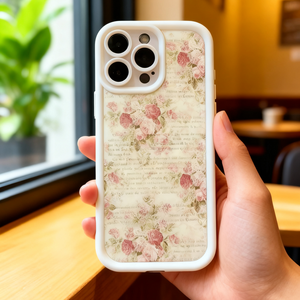 Nouvelle coque de téléphone motif carnet jaunissant et roses roses pour iPhone 17 16 15 Pro Max, finition mate dépolie à pores fins - Product Image 6