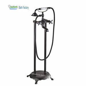 Robinet de bain en laiton Antique avec support au sol, sans cuivre, mitigeur de baignoire et de <span class=keywords><strong>douche</strong></span> - Product Image 1