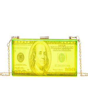 Style européen américain été mode cent dollar Bill argent Transparent acrylique sac à main petite boîte de soirée carrée <span class=keywords><strong>pochette</strong></span> - Product Image 3