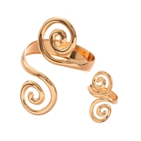 Ensemble de bijoux de mode pour femmes en deux pièces géométrique plaqué or en alliage de zinc bracelets porte-bonheur moustique bobine anneau Style