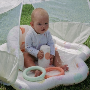 Colchoneta Flotante Inflable de PVC Azul para Bebés, con Almohadilla para el Vientre, 90x75.6cm, para Niños, Leyoumei - Product Image 4