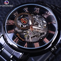 Forsining Herren Klassische Royal Skeleton Zifferblatt Edelstahl Uhr Mode Goldene Mechanische Wasserdichte Masculino Relógio