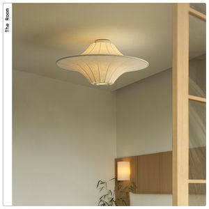 Plafonnier vintage en soie, style designer Wabi Sabi, luminaire créatif rétro français pour salon, salle à manger et chambre - Product Image 2