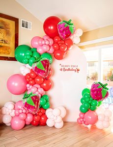 Strawberry <strong>Balloon</strong> Arch Garland Kit Pink Red <strong>Balloons</strong> with Large Strawberry Foil <strong>Balloon</strong> Sweet One Birthday Party Decoration - Product Image 2