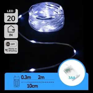 Guirnalda de luces LED con pilas 3AA, PVC y cobre, blanco frío, 2m, ideal para decoración y ambiente acogedor. - Product Image 3