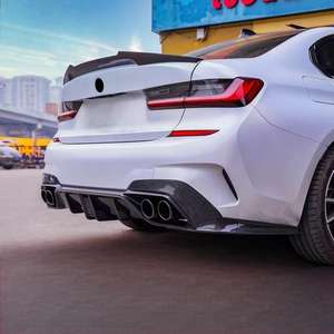 CMST Style Carbon Fiber/ABS Glänzend Schwarzer Heckdiffusor mit LED-Leuchten für BMW 3er G20 <span class=keywords><strong>M</strong></span> Performance Edition 330i 340i 2020-2024 - Product Image 4