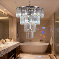 Lustre Circulaire en Cristal Acrylique Barre de Glace pour Fêtes de Mariage, Plafonnier Métallique Décoratif Échantillon de Lustre en Cristal pour Mariages