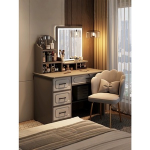 Withe Modern Wooden Side Cabinet Smart Makeup Table <strong>Bedroom</strong> Furniture <strong>Light</strong> <strong>Mirror</strong> <strong>With</strong> 3 Drawers and Chair Dressing Tables - Product Image 2