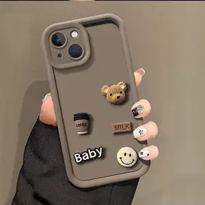 3D Stereoscopic Retro Style Bear Lens Protection TPU Phone Case Cover for iPhone 15 14 13 12 11 Pro Max Plus