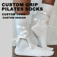 Chaussettes de yoga Pilates antidérapantes avec points en dentelle, respirantes, écologiques, en coton doux, design personnalisé pour femmes, pour le yoga, la gym et l'entraînement