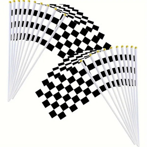 Tùy Chỉnh Màu Đen Và Trắng Cờ Đua Tay Cờ Polyester Vải 14X21 Cm Không Thấm Nước Bền Di Động - Product Image 2