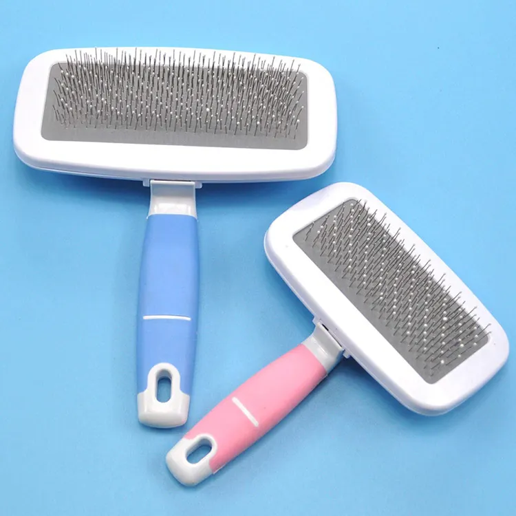 Private Label Hair Slicker Brush Weiche große wieder verwendbare Hunde katze Ordentliche Pflege Kamm Hund Salf Reinigung Haustier Pinsel Kit