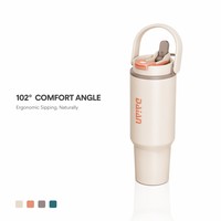Couvercle de gobelet DualSip 2-en-1 avec bec verseur et paille pliable, avec infuseur à thé en acier inoxydable 304 pour gobelets de 30, 32 et 40 oz