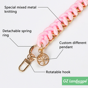 Cuerda gruesa con eslabones dorados para teléfono móvil, cadena tejida hecha a mano para teléfono móvil, Correa personalizada para bolso, cordón colgante de repuesto para teléfono - Product Image 4