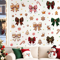 Autocollant mural décoratif nœud rose de Noël pour la maison, autocollants de fenêtre de Noël en PVC résistants aux UV et imperméables