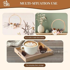 Wooden Gift <b>Basket</b> With Arched Display Board Natural Wood Color Birthday Decorative <b>Tray</b> For Party DIY Gift - Product Image 3