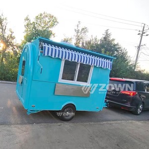 Carrito de Comida Móvil Azul ZOWN con Toldo a Rayas para Eventos al Aire Libre - Product Image 1