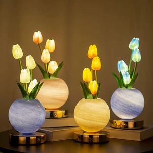 Lámpara de Mesa Recargable con Forma de Tulipán y Orquídea, con Atenuación Táctil, <span class=keywords><strong>para</strong></span> Decoración de Habitaciones, Luz Nocturna, Ambiente Festivo - Product Image 5
