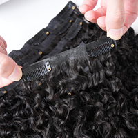 Extensions de cheveux invisibles à clipser en gros, extensions de cheveux humains naturels, clip-ins, cheveux bouclés africains 4C, 100% cheveux Remy à clipser