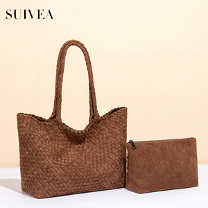 Bolso Tote de Gran Capacidad para Mujer, Tejido a Mano, Texturizado, Moderno, Minimalista, Bolso de Hombro para Viaje, Conjunto Madre-Hija - Product Image 1