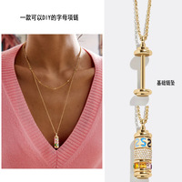 Collier avec breloques lettres non ternissables en laiton plaqué or, émail mignon DIY, 12 signes du zodiaque