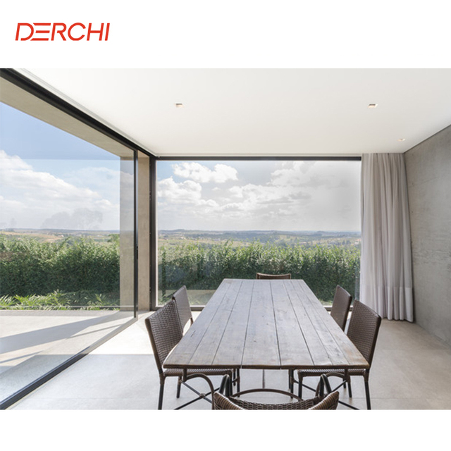 DERCHI Panoramic Residential Aluminum Picture Windows Double Glazed Sound Proof Floor to Ceiling Large Glass Fixed Windows