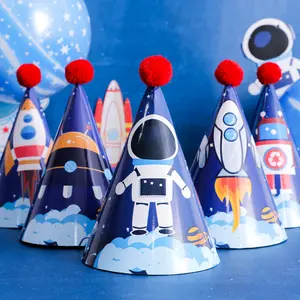 Citroen Astronaut Raket Gelukkige Verjaardagshoeden Feestmutsen Feestartikelen Voor Kinderen Jongens Meisjes Verjaardagsfeestje Papieren Hoeden