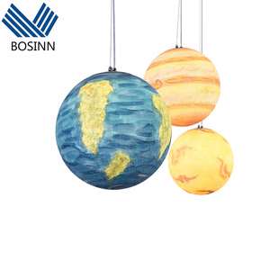 Science Hall Ball Lampe Suspendue Filigrane Boule Peinte Terre Lune Mars Revolve Univers Planète Pendentif Lumières - Product Image 3