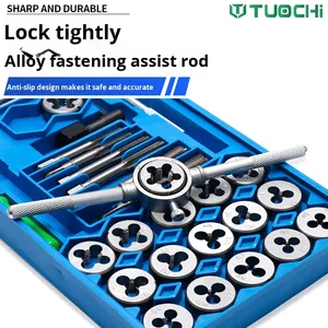 Tap and Die <strong>Set</strong> 12-Piece Hardware <strong>Tools</strong> Hand Tap Wrench Round Die <strong>Reamer</strong> <strong>Set</strong> Metric and Imperial - Product Image 2