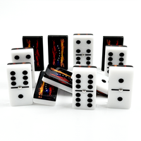 Jeu de dominos en acrylique Double Nine avec drapeau de la République Dominicaine, 55 tuiles, 55x28x14mm, jeu de table, vente en gros