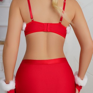 Conjunto de Lingerie de Inverno para o Dia dos Namorados em Dois Peças, Pijama de Cetim Respirável e de Secagem Rápida com Fecho de Corda, Roupa de Dormir Feminina - Product Image 5
