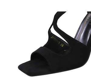 Nuevas Sandalias de Tacón Alto con Punta Abierta, Color Negro, con Lazo en la Parte Trasera y Correa en el Tobillo, Sandalias Sexys de Tacón de Aguja para Fiestas Nocturnas - Product Image 3