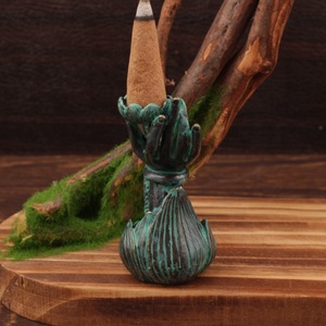 Chinese Style Brass Buddha Hand Lotus <b>Incense</b> Holder <b>Cone</b> Type Religious Decor Home Use Hand Made Metal Ornament - Product Image 3