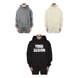 Vente en gros de sweats à capuche imperméables surdimensionnés de haute qualité en coton 100% 450 g/m² pour hommes, logo personnalisé imprimé à l'écran, sweats à capuche épais - Product Image 2