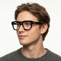 Montures de lunettes en acétate pour hommes, surdimensionnées, carrées, épaisses, à monture complète, style vintage, lunettes optiques