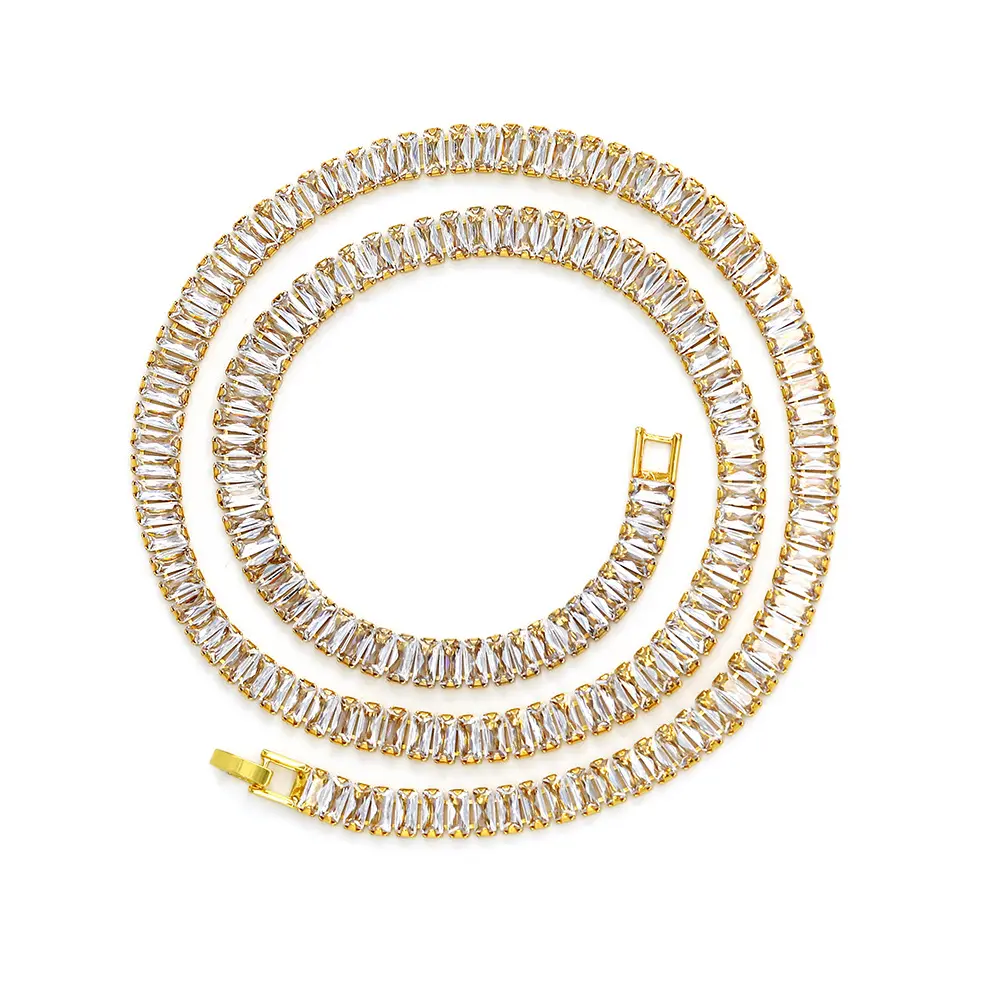 Vendez bien nouveau type de collier de chaînes Hiphop cubaines pour femmes collier Rectangle Zircon