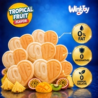Best verkochte zure Zweedse gummy snoepjes, hartvormig, tropisch fruit, aardbei, vanille, vegan, halal, US & EU-conform, bulkverpakking