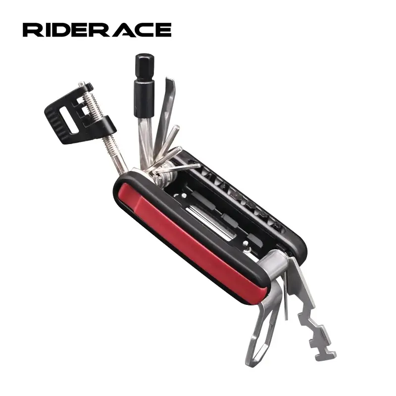 RIDERACE Set peralatan multifungsi sepeda, Kit pemotong rantai obeng Hex, aksesori reparasi sepeda jalan MTB lipat