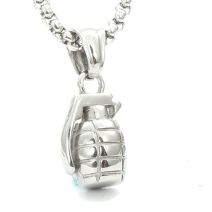 Collar con Colgante de Granada de Mano, Acero Inoxidable, Plateado, Moderno, Unisex, Joyería para Regalo - Product Image 1