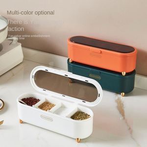 Four-Compartment Kitchen Seasoning Box Multi-functional Household Plastic Lid for Sugar Salt Other <b>Microwavable</b> - Product Image 4