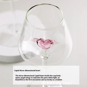 Tlife ménage cristal verres <span class=keywords><strong>cupidon</strong></span> coeur rayure haute Base rouge verre à vin cadeaux - Product Image 3