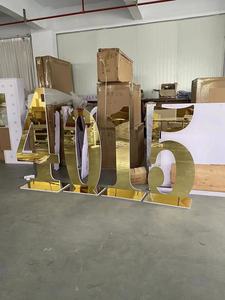 Luxo Acrílico Espelhado 4ft Letter Light Neon Number Stand 5ft Backdrop Decorações De Casamento Gold Number Stand - Product Image 6