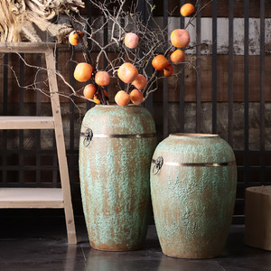 <span class=keywords><strong>Vasi</strong></span> in ceramica multisize Vintage con decorazioni ad anello in metallo per la decorazione della casa rustica <span class=keywords><strong>turchese</strong></span> <span class=keywords><strong>vasi</strong></span> da pavimento in ceramica - Product Image 4