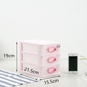 22*16*19厘米小桌面透明前塑料3抽屉收纳柜 - Product Image 2