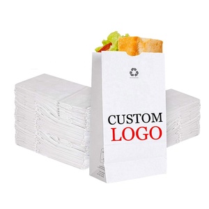 Sac en papier kraft jetable écologique personnalisé résistant aux graisses pour fast-food à emporter emballage SOS 12 blanc avec logo pour les pizzas et les déjeuners - Product Image 1