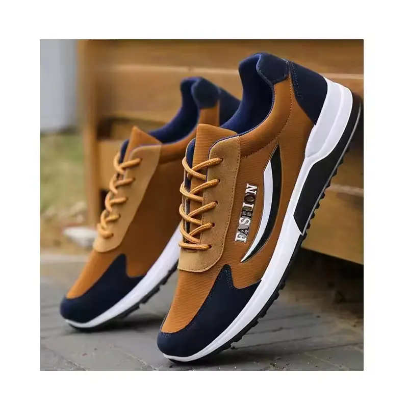 Wholesale walking style casual men's shoes Low top breathable sports running shoes fly weave away style canvas fashion shoes