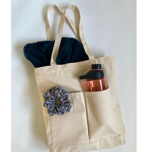 Bolsa de compras especial de lona ecológica con bolsillo, impresa a color, de algodón, con logotipo personalizado. - Product Image 4